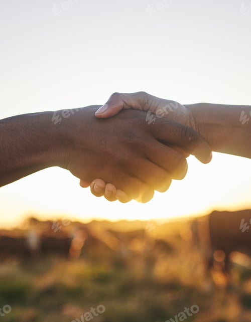 Preview: Thank you, handshake and people with b2b farm deal for agriculture, partnership or small business s
