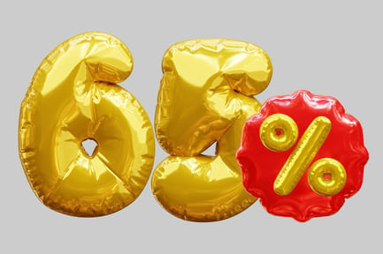 Preview: Sixty Five Percent Discount With Golden Balloons