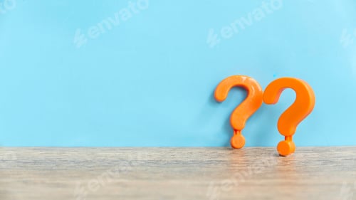 Preview: An Orange Question Mark on a Vibrant Blue Background with Ample Copy Space
