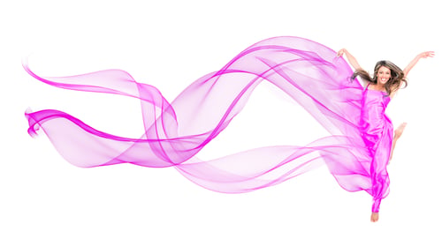 Preview: Woman In A Beautiful Fuchsia Dress - Isolated Over A White Background