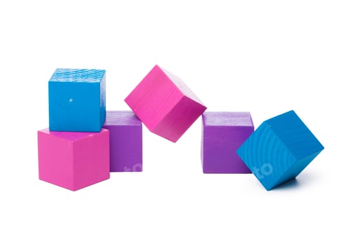 Preview: Wooden building blocks isolated on white background