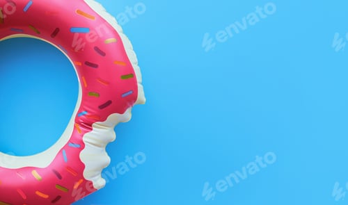 Preview: circle donut on blue background summer banner for text