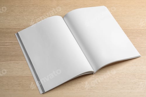 Preview: Mockup of open brochure on wooden background