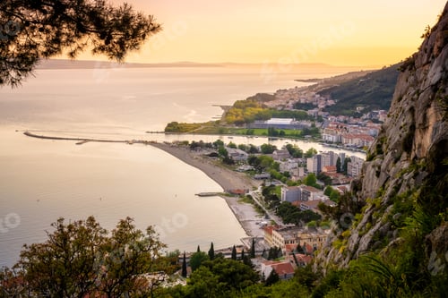 Preview: Panoramic view of the picturesque town of Omish (Omiš) in Croatia
