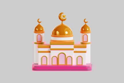 Preview: Cartoon islamic mosque with golden domes