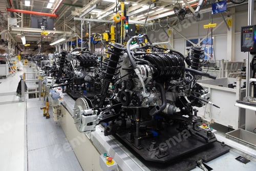 Preview: Assembly of motor vehicle. Robotic equipment makes Assembly of car. Modern car Assembly at factory