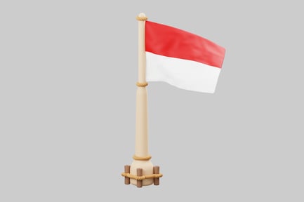 Preview: Flagpole with the Indonesian national flag