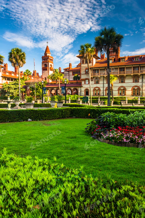 Preview: Gardens And Ponce De Leon Hall At Flagler College, St. Augustine, Florida.