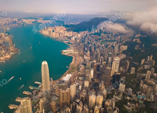 Preview: Hong Kong Downtown, China. Financial district in city in Asia. Skyscraper buildings