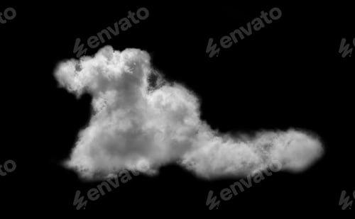 Preview: White fluffy clouds isolated on black background