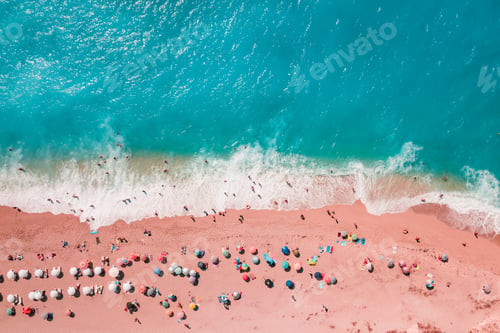 Preview: Aerial View Of A Beautiful Pink Beach