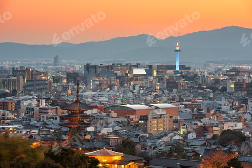 Preview: Kyoto, Japan Skyline at Dusk