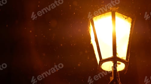 Preview: City lantern with snow at winter. Copy space