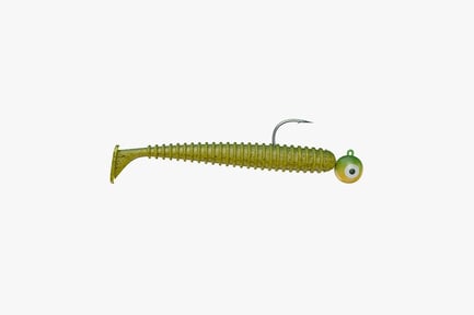 Preview: Olive Green Jelly Worm Fishing Lure with Jig Head