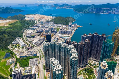 Preview: Tseung Kwan O, Hong Kong 09 August 2020: Top view of Hong Kong city