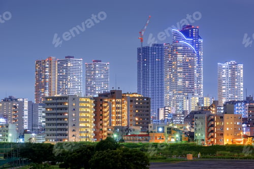 Preview: Kawasaki, Japan skyline on the Tamagawa River