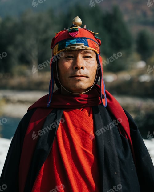 Preview: Bhutanese man at Tshechu festival in Punakha