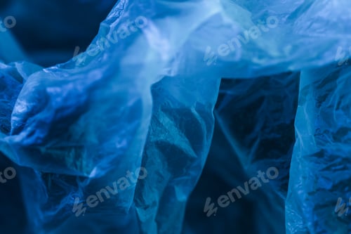 Preview: Blue polyethylene. Heterogeneous texture of polyethylene. Close-up.