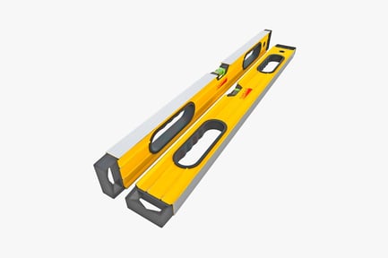 Vorschau: Doppelte Wasserwaagen mit schwarzen Griffen und Markenetiketten