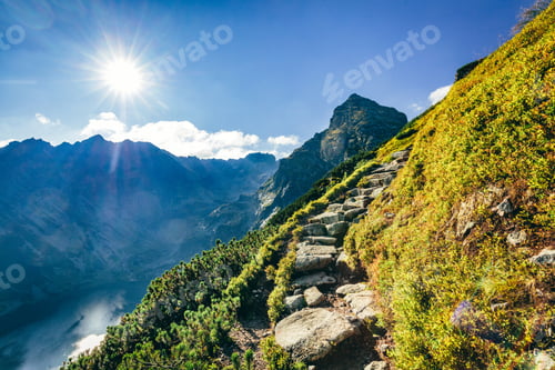 Preview: Hiking trail in Tatra mountains in Poland. Toward Koscielec peak