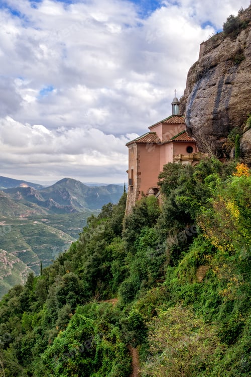 Preview: View of the Monastery to Santa Cova. Montserrat. Spain.