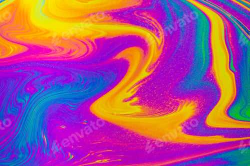 Preview: Psychedelic multicolored patterns background. Photo macro shot of soap bubbles
