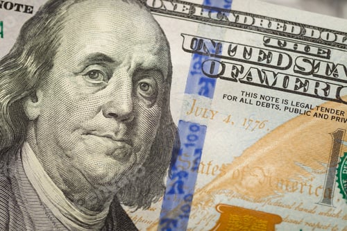 Preview: Abstract Detail of the Newly Designed United States One Hundred Dollar Bill.