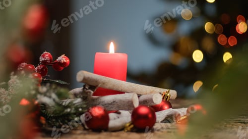 Preview: Christmas red candle under the tree