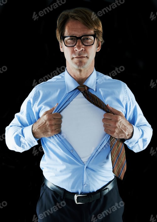 Preview: I think you forgot your super suit at home. Cropped shot of a businessman ripping his shirt open.
