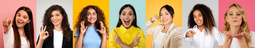 Preview: Smiling people of diverse backgrounds celebrating positivity together
