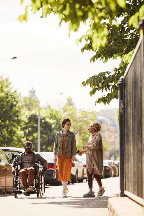 Preview: Enjoying stroll with disabled man
