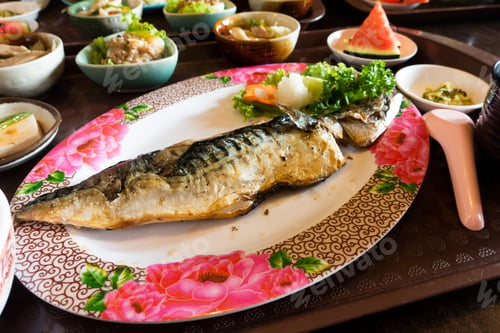 Preview: Japanese Set Meal, Salt Grilled Saba Fish