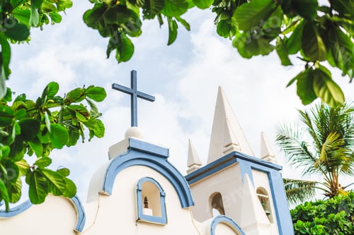 Preview: Top of a small bright catholic church in Brazil