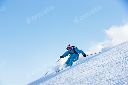 Preview: Male skiing downhill in winter