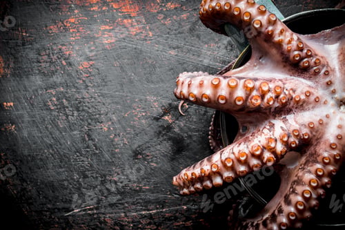Visualização: Seafood. Fresh octopus.