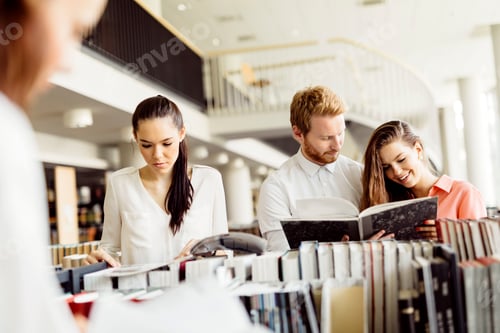 Preview: Group of students studying in library