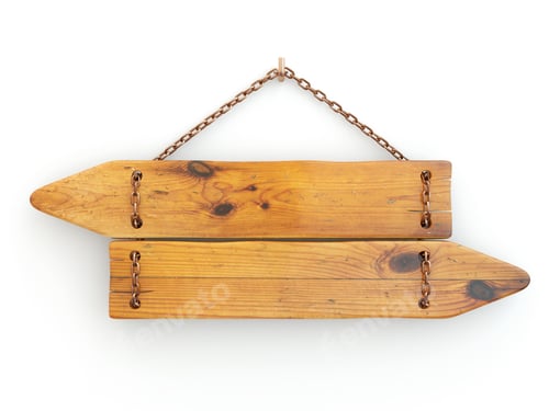 Preview: Directions. Old wood signboard on chain.