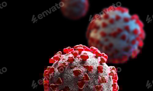 Preview: Coronavirus Microscopic View on a Black Background