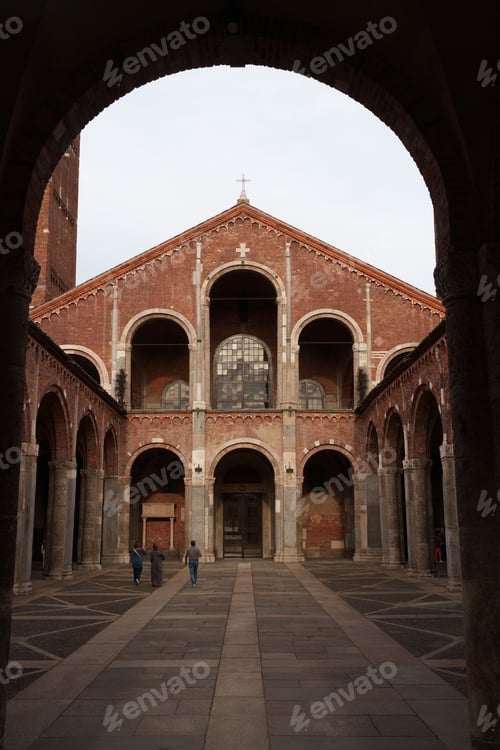 Preview: Exterior of Sant Ambrogio church in Milan, Italy