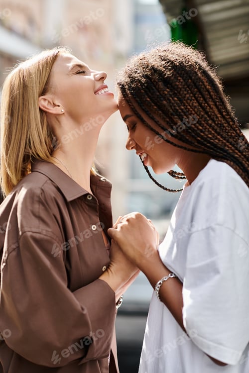 Preview: A joyful moment shared between two women in love on a sunny afternoon