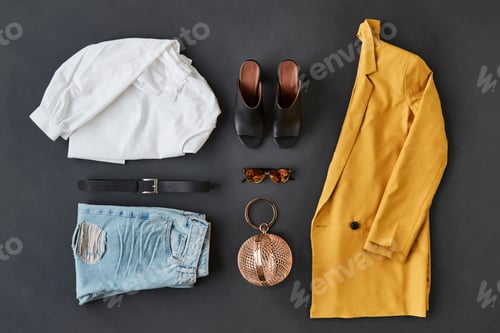 Preview: Flat Lay Shot Of Female Clothing And Accessories