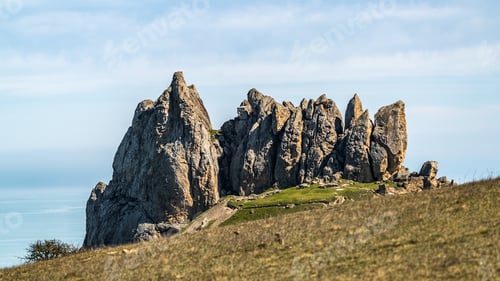 Preview: Rocky peak of holy mountain Beshbarmag located in Azerbaijan