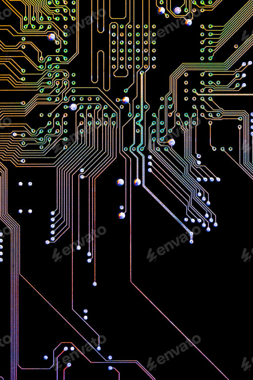 Preview: Background with a printed circuit board. The concept of modern technologies.