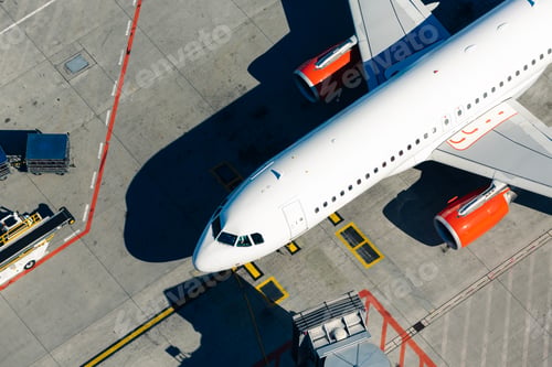 Preview: Aerial view of airplane at airport