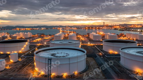 Preview: Aerial view oil terminal industrial facility storage tank oil and petrochemical product.