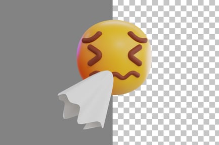 Preview: Sneezing with Tissue Emoji 3D Icon