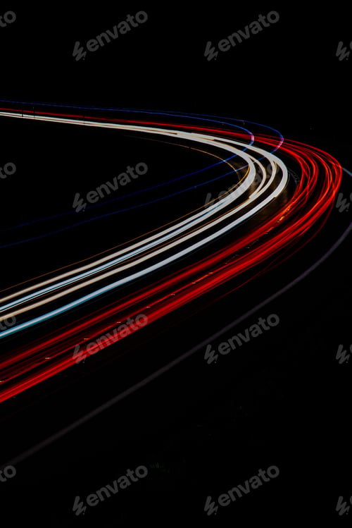 Preview: lights of moving cars at night. long exposure