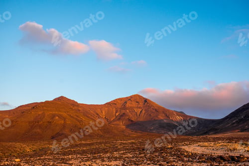 Preview: Deserted landscape with mountains on Fuerteventura island