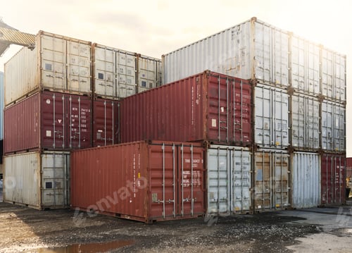 Preview: Container, shipping and logistics cargo storage on a port for international and global freight tran