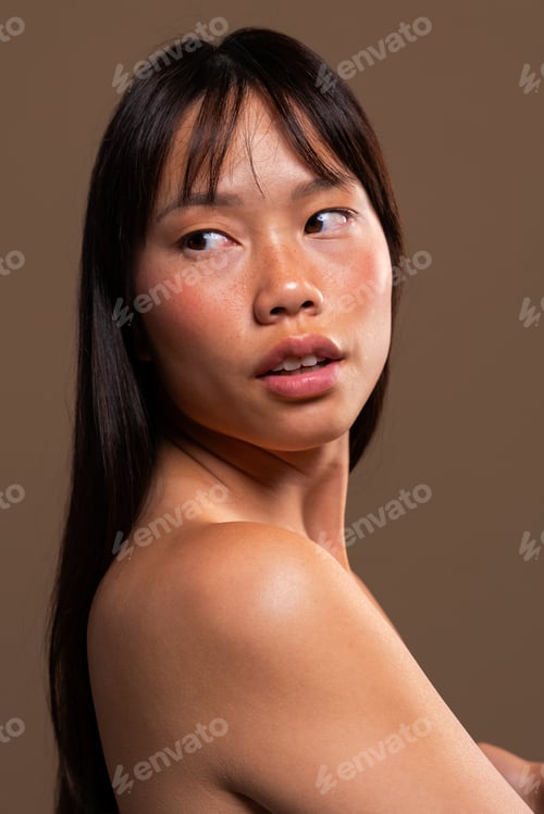 Preview: Beautiful asian woman portrait, young asian woman portrait looking away